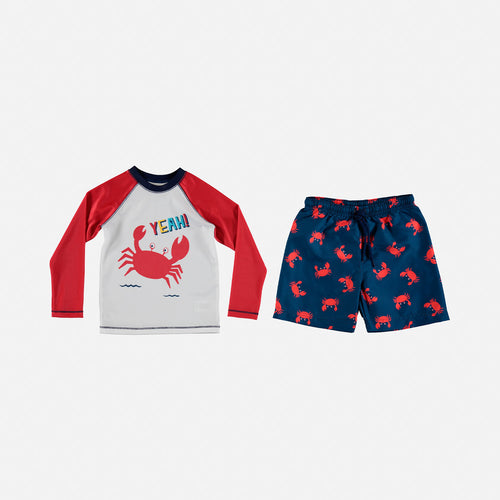 Card slide image -  CONJUNTO DE LITTLEMIC CON PANTALÓN CORTO ROJO Y AZULPARA BEBÉ NIÑO