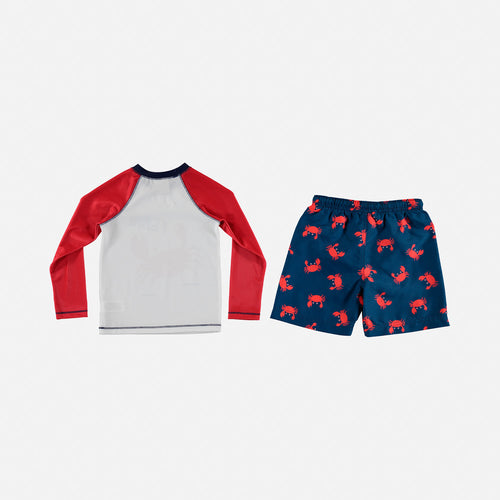 Card slide image -  CONJUNTO DE LITTLEMIC CON PANTALÓN CORTO ROJO Y AZULPARA BEBÉ NIÑO