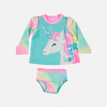 CONJUNTO DE BAÑO LITTLEMIC MANGA LARGA MULTICOLOR PARA BEBÉ NIÑA