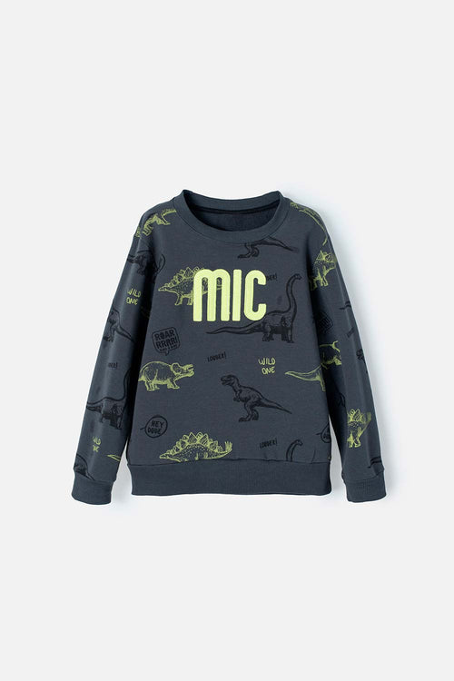BUZO DE MIC CUELLO REDONDO GRIS PARA NIÑO