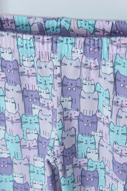 PIJAMA DE MIC CON PANTALÓN LARGO AZUL Y MORADA PARA NIÑA