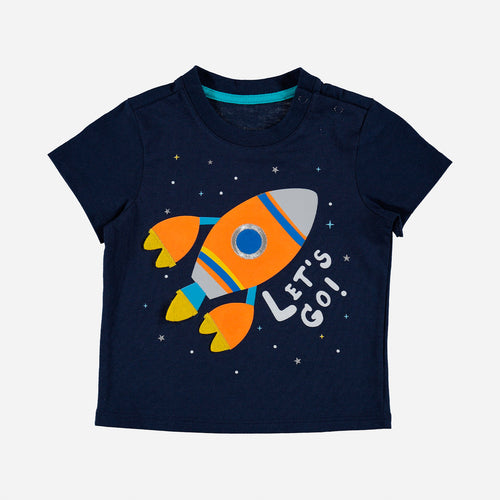 Card slide image -  CAMISETA LITTLEMIC AZUL MANGA CORTA PARA BEBÉ NIÑO