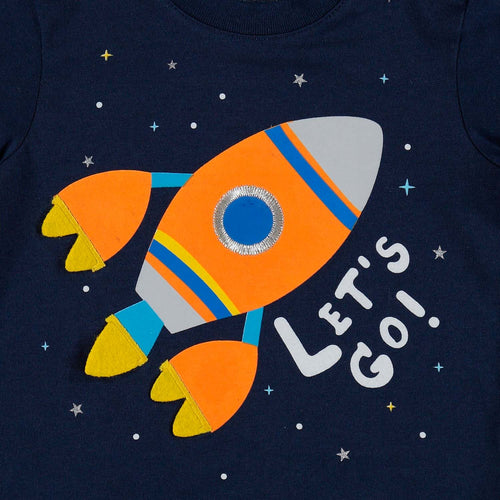 Card slide image -  CAMISETA LITTLEMIC AZUL MANGA CORTA PARA BEBÉ NIÑO
