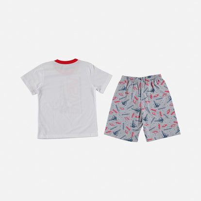 PIJAMA NASA PANTALÓN CORTO BLANCO Y GRIS PARA NIÑO