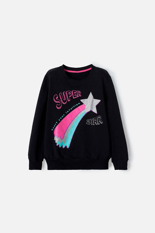 Card slide image -  BUZO MIC ESTAMPADO NEGRO PARA NIÑA