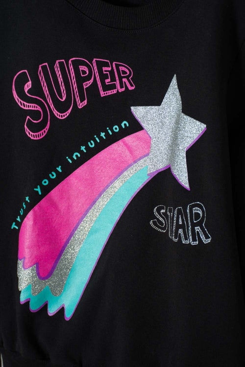 Card slide image -  BUZO MIC ESTAMPADO NEGRO PARA NIÑA