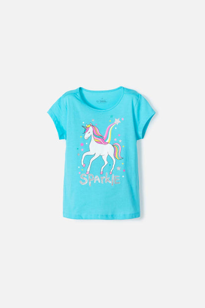 CAMISETA DE MIC MANGA CORTA AZUL PARA NIÑA