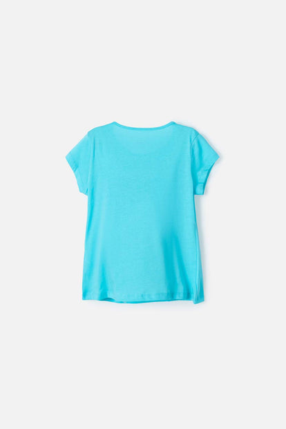 CAMISETA DE MIC MANGA CORTA AZUL PARA NIÑA