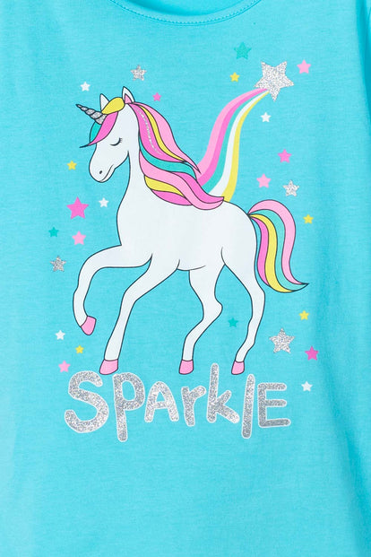 CAMISETA DE MIC MANGA CORTA AZUL PARA NIÑA