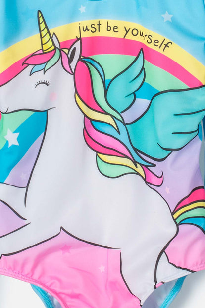 VESTIDO DE BAÑO ENTERO MIC MANGA LARGA AZUL PARA NIÑA