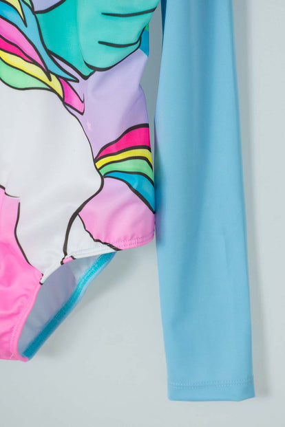  VESTIDO DE BAÑO ENTERO MIC MANGA LARGA AZUL PARA NIÑA