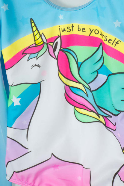 VESTIDO DE BAÑO ENTERO MIC MANGA LARGA AZUL PARA NIÑA