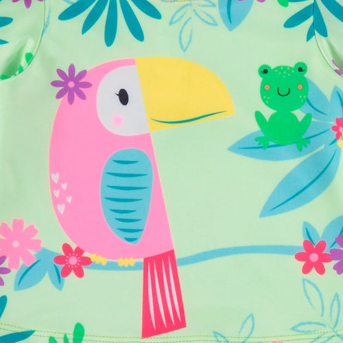 Card slide image -  VESTIDO DE BAÑO DE LITTLEMIC MANGA LARGA VERDE Y ROSADO PARA BEBÉ NIÑA