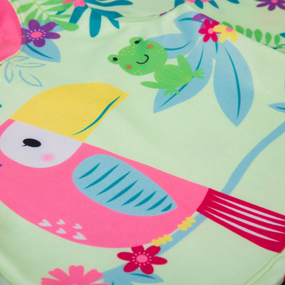  VESTIDO DE BAÑO DE LITTLEMIC MANGA LARGA VERDE Y ROSADO PARA BEBÉ NIÑA