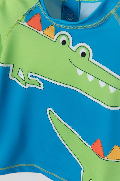  CONJUNTO DE BAÑO  LITTLEMIC  MANGA LARGA VERDE Y AZUL PARA BEBÉ NIÑO
