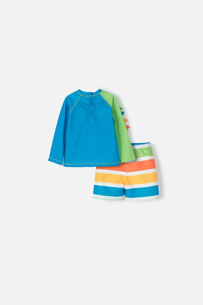 CONJUNTO DE BAÑO  LITTLEMIC  MANGA LARGA VERDE Y AZUL PARA BEBÉ NIÑO