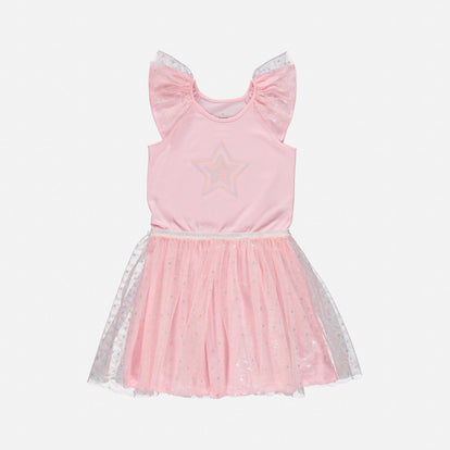 VESTIDO MIC MANGA CORTA ROSADO PARA NIÑA
