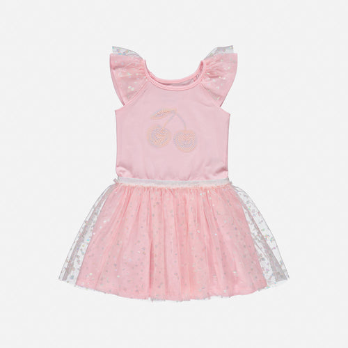 Card slide image -  VESTIDO LITTLEMIC CUELLO REDONDO ROSADO PARA NIÑA 2T A 5T