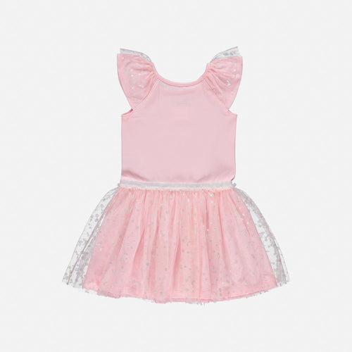 Card slide image -  VESTIDO LITTLEMIC CUELLO REDONDO ROSADO PARA NIÑA 2T A 5T