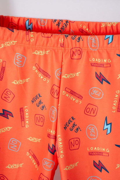 PIJAMA DE MIC MANGA LARGA BLANCO Y NARANJA PARA NIÑO