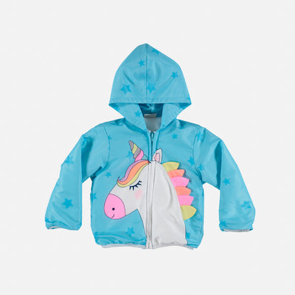CHAQUETA LITTLEMIC AZUL CON CAPUCHA PARA BEBÉ NIÑA