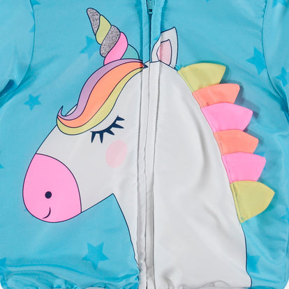 CHAQUETA LITTLEMIC AZUL CON CAPUCHA PARA BEBÉ NIÑA