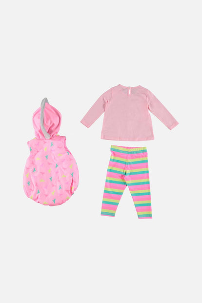 CONJUNTO LITTLEMIC X3 PIEZAS ROSADO PARA BEBÉ NIÑA