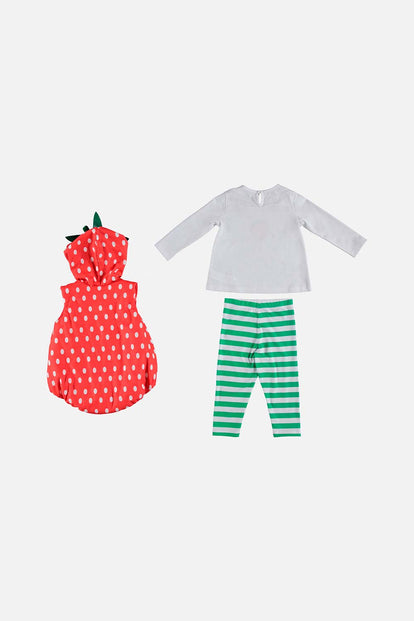 CONJUNTO LITTLEMIC X3 PIEZAS ROJO PARA BEBÉ NIÑA