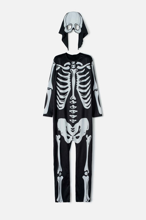 ENTERIZO MANGA LARGA DE CALAVERA CON ANTIFAZ PARA NIÑO