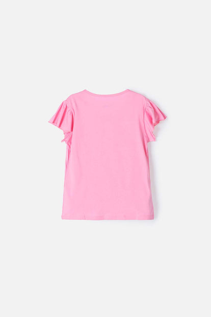 CAMISETA DE MIC MANGA CORTA ROSADA PARA NIÑA