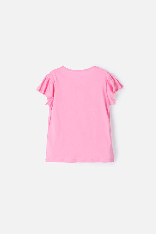 CAMISETA DE MIC MANGA CORTA ROSADA PARA NIÑA