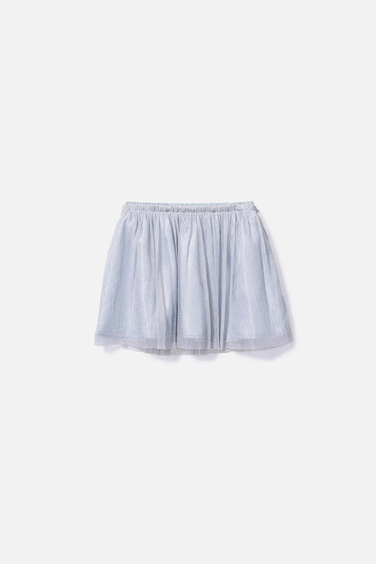 FALDA DE MIC CON BRILLOS PLATEADA PARA NIÑA