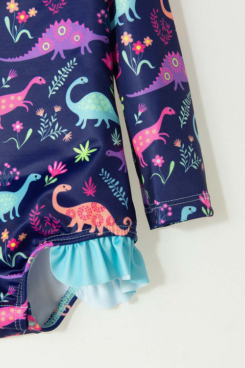 VESTIDO DE BAÑO LITTLEMIC MANGA LARGA MORADO PARA NIÑA 2T A 5T