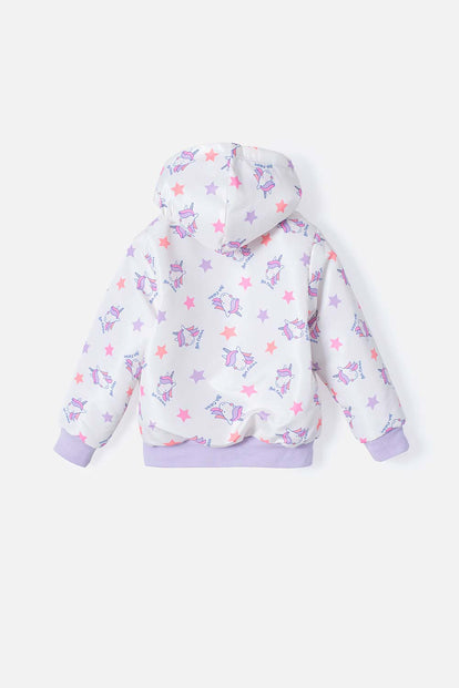 CHAQUETA LITTLEMIC CON CIERRE MARFIL Y LILA PARA NIÑA 2T A 5T