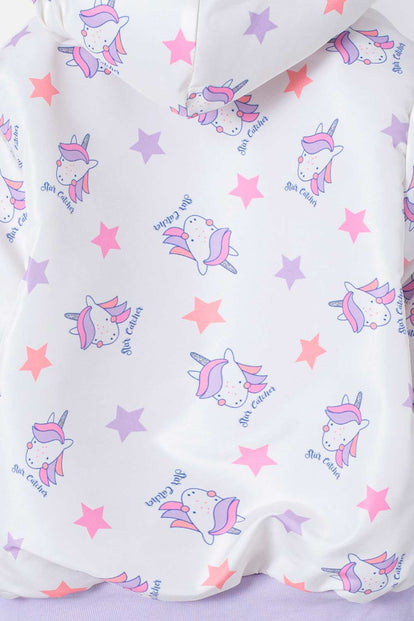 CHAQUETA LITTLEMIC CON CIERRE MARFIL Y LILA PARA NIÑA 2T A 5T