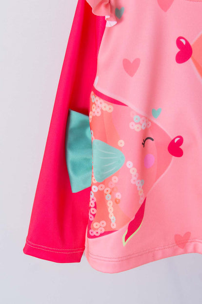 CONJUNTO DE BAÑO LITTLEMIC ESTAMPADO ROSADO PARA BEBÉ NIÑA