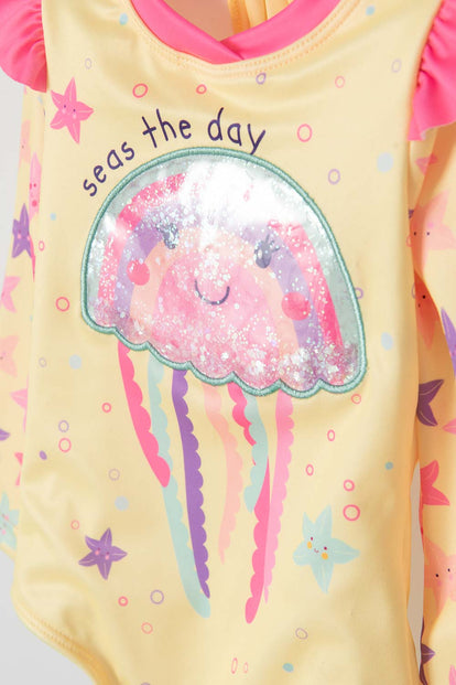 VESTIDO DE BAÑO LITTLEMIC MULTICOLOR MANGA LARGA PARA BEBÉ NIÑA