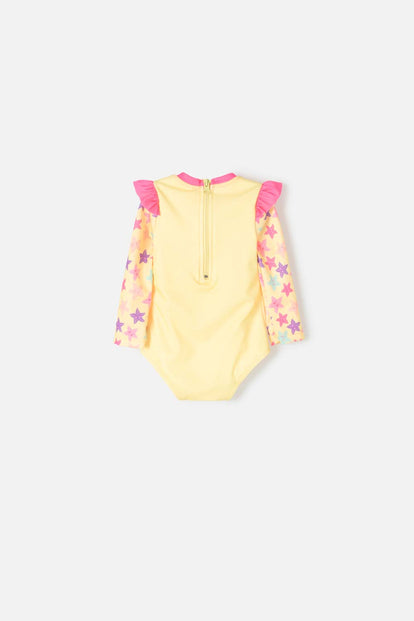 VESTIDO DE BAÑO LITTLEMIC MULTICOLOR MANGA LARGA PARA BEBÉ NIÑA