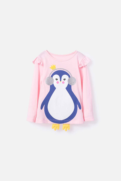  CAMISETA DE LITTLEMIC MANGA LARGA ROSADO PARA NIÑA 2T A 5T