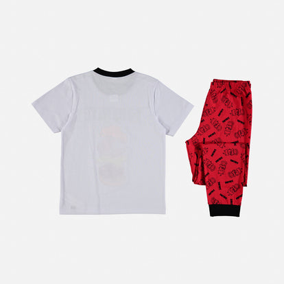 PIJAMA DE VIDEO JUEGOS CON PANTALÓN LARGO ROJO Y BLANCO PARA TEEN NIÑO