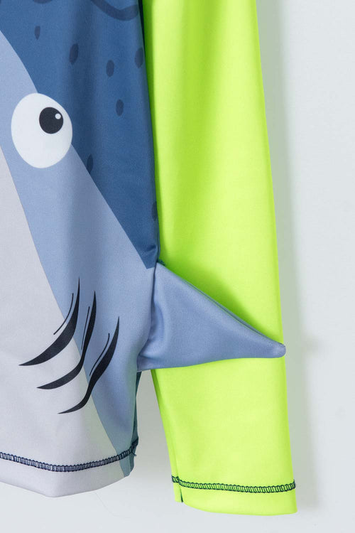 CONJUNTO DE BAÑO LITTLEMIC MANGA LARGA AZUL Y VERDE PARA NIÑO