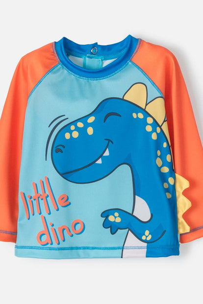 CONJUNTO DE BAÑO LITTLEMIC MANGA LARGA NARANJA Y AZUL PARA BEBÉ NIÑO