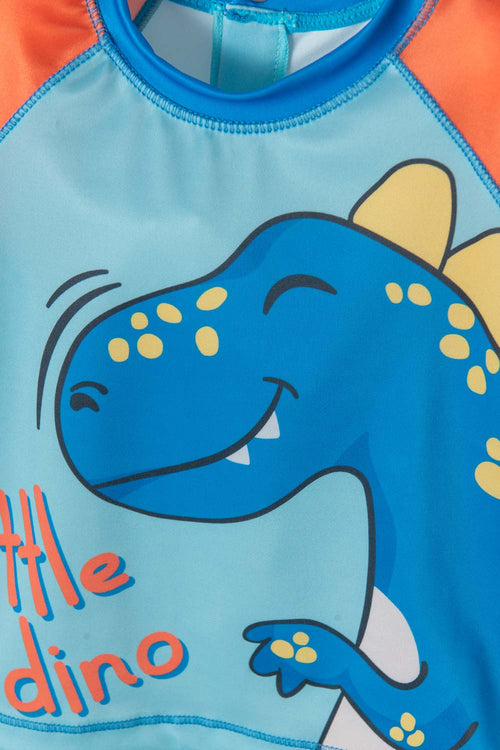 Card slide image -  CONJUNTO DE BAÑO LITTLEMIC MANGA LARGA NARANJA Y AZUL PARA BEBÉ NIÑO