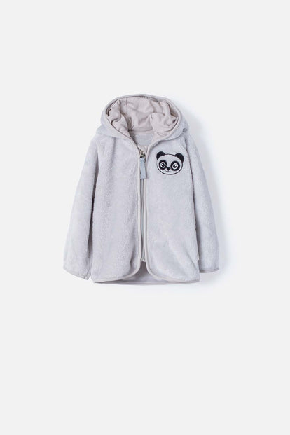 BUZO LITTLEMIC CON CAPUCHA GRIS PARA BEBÉ NIÑO