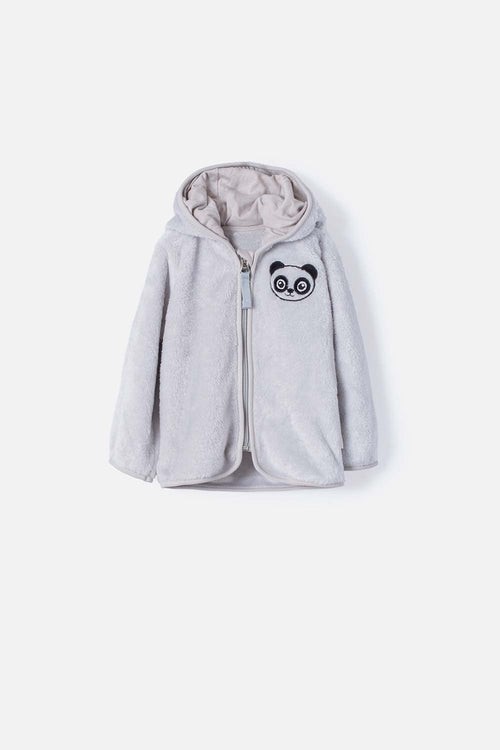 BUZO LITTLEMIC CON CAPUCHA GRIS PARA BEBÉ NIÑO