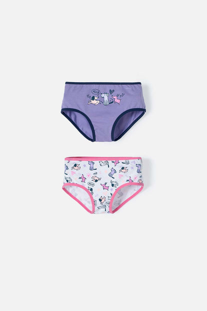 PACK X2 PANTIES PARA NIÑA, MORADO/BLANCO DE LITTLEMIC