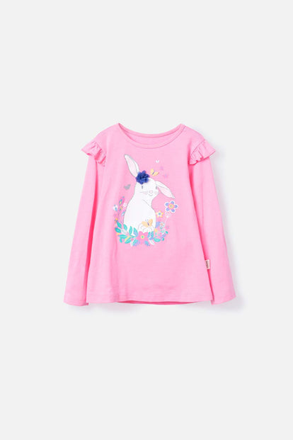  CAMISETA LITTLEMIC MANGA LARGA ROSADA PARA NIÑA 2T A 5T