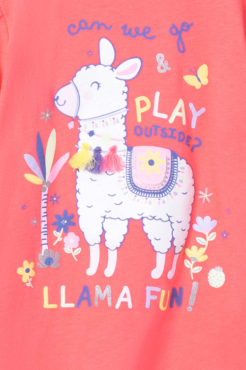 CAMISETA LITTLEMIC MANGA CORTA CORAL PARA NIÑA 2T A 5T