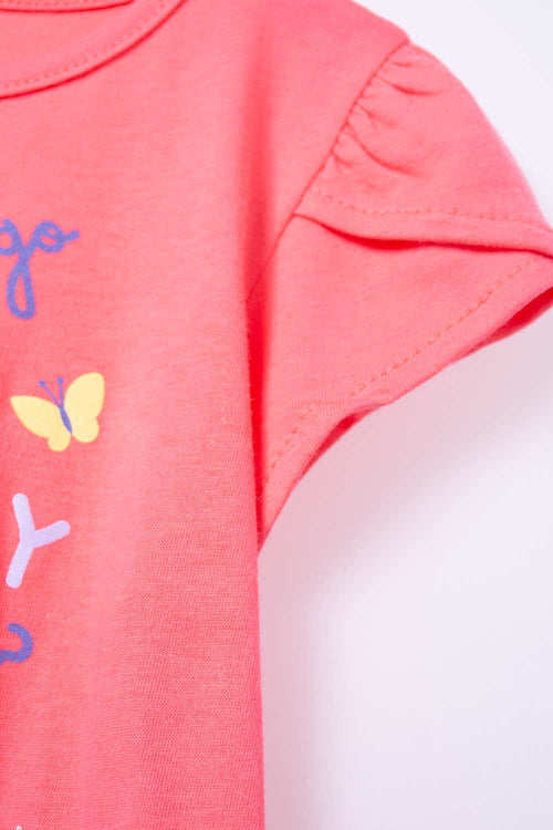 CAMISETA LITTLEMIC MANGA CORTA CORAL PARA NIÑA 2T A 5T