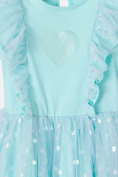  VESTIDO DE LITTLEMIC CON TULL AZUL PARA NIÑA 2T A 5T